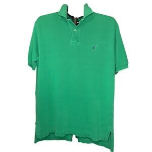 VTG Polo by Ralph Lauren Men’s Green Polo Shirt Sz M 100% Cotton Blue Pony Logo